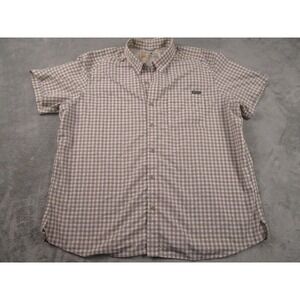 Eddie Bauer Shirt Mens XL Brown Plaid Classic Travex Outdoor Nylon Blend